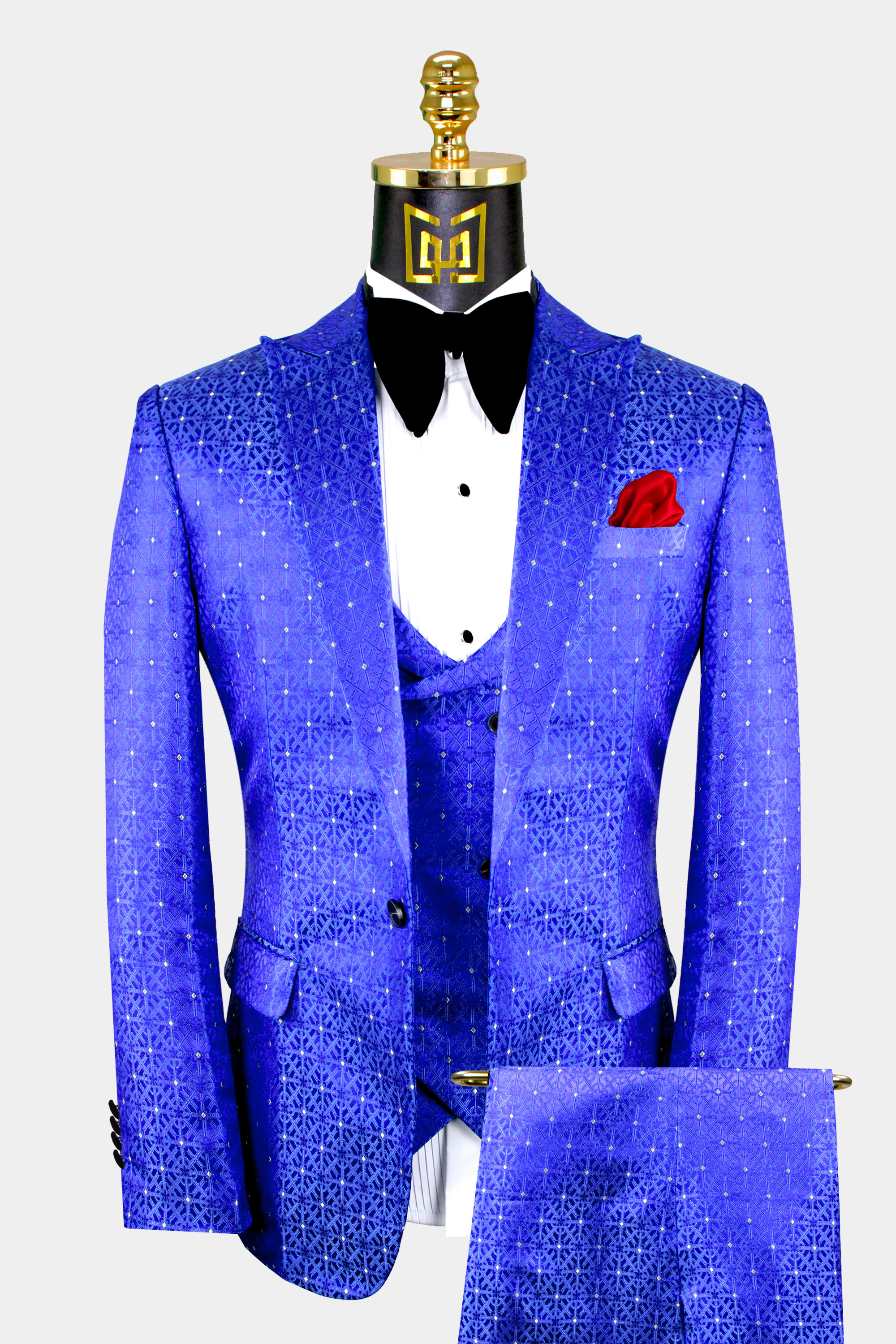Navy Blue Men's Check 3 Piece Best Men Suit Notch Lapel Formal Wedding Prom Suit 