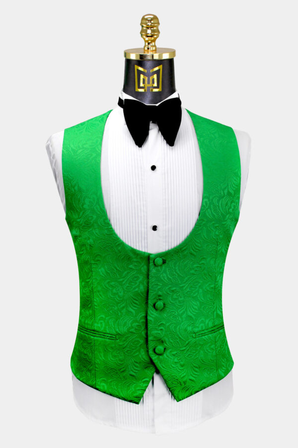 Mens-Green-Floral-Tuxedo-Vest-Wedding-Waistcoat-from-Gentlemansguru.com