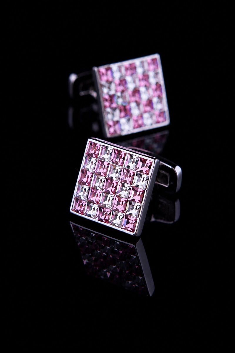 Pink Crystal Cufflinks from Gentlemansguru.com