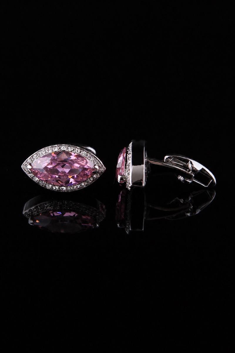 Pink Crystal Diamond Cufflinks Hardware from Gentlemansguru.com