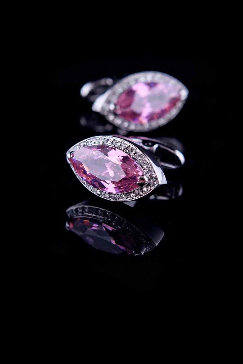 Pink Crystal Diamond Cufflinks from Gentlemansguru.com