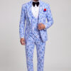 Silver and Blue Suit Matching Trousers Full Body Three Quarter Pose from Gentlemansguru.com