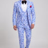 Silver and Blue Suit Matching Trousers Full Body Walking Pose from Gentlemansguru.com