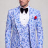 Silver and Blue Suit Solid Black Trousers Jacket Length Portrait from Gentlemansguru.com