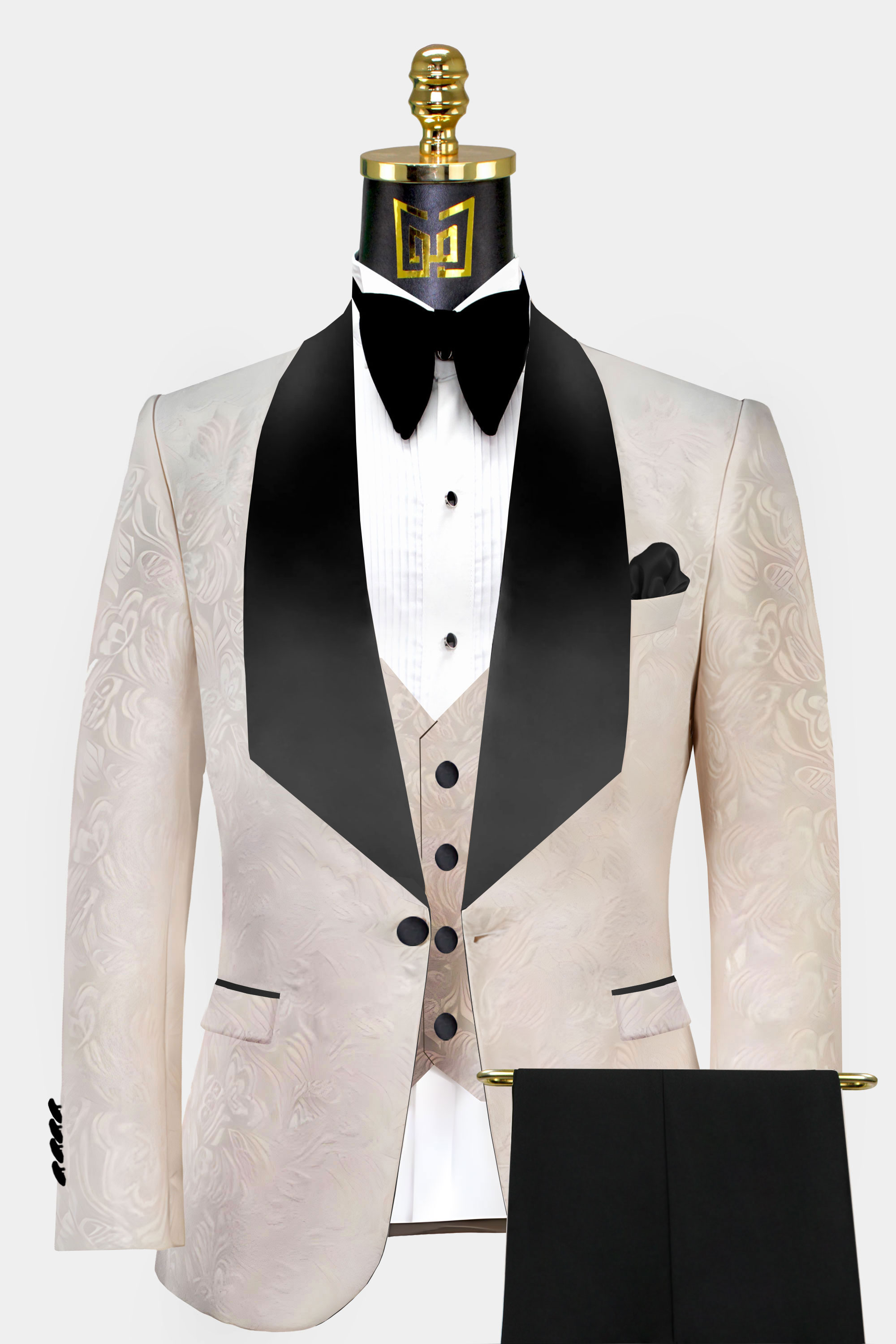 Black-and-Champagne-Tuxedo-Wedding-Groom-Prom-Suit-from-Gentlemansguru.com