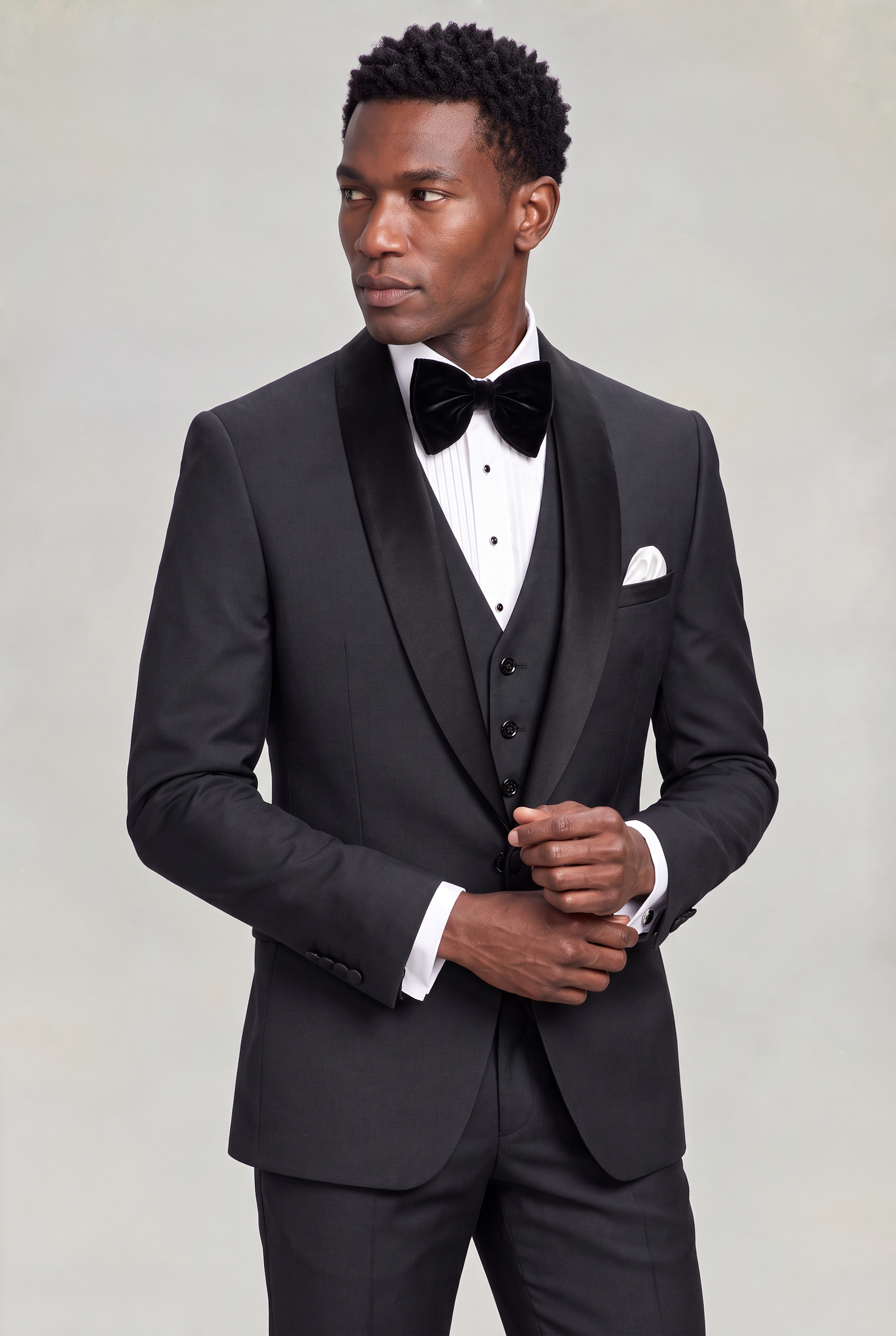 Dark Grey Tuxedo Jacket Length Cuff Styling from Gentlemansguru.com