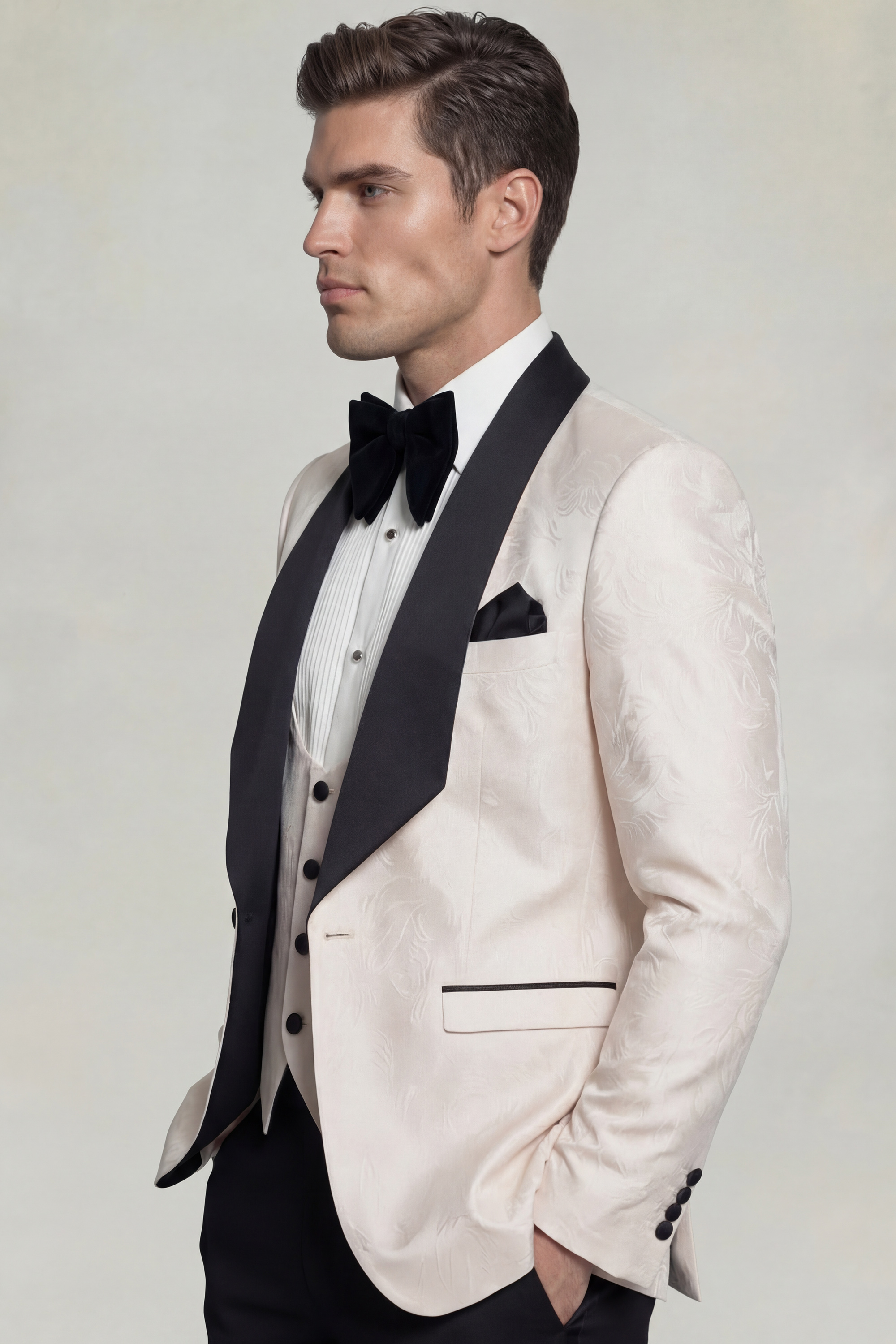Exotic-Luxury-Champagne-Beige-and-Black-Tuxedo-Suit-from-Gentlemansguru.com