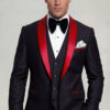 Modern Black Tuxedo with Red Trim - 3 Piece