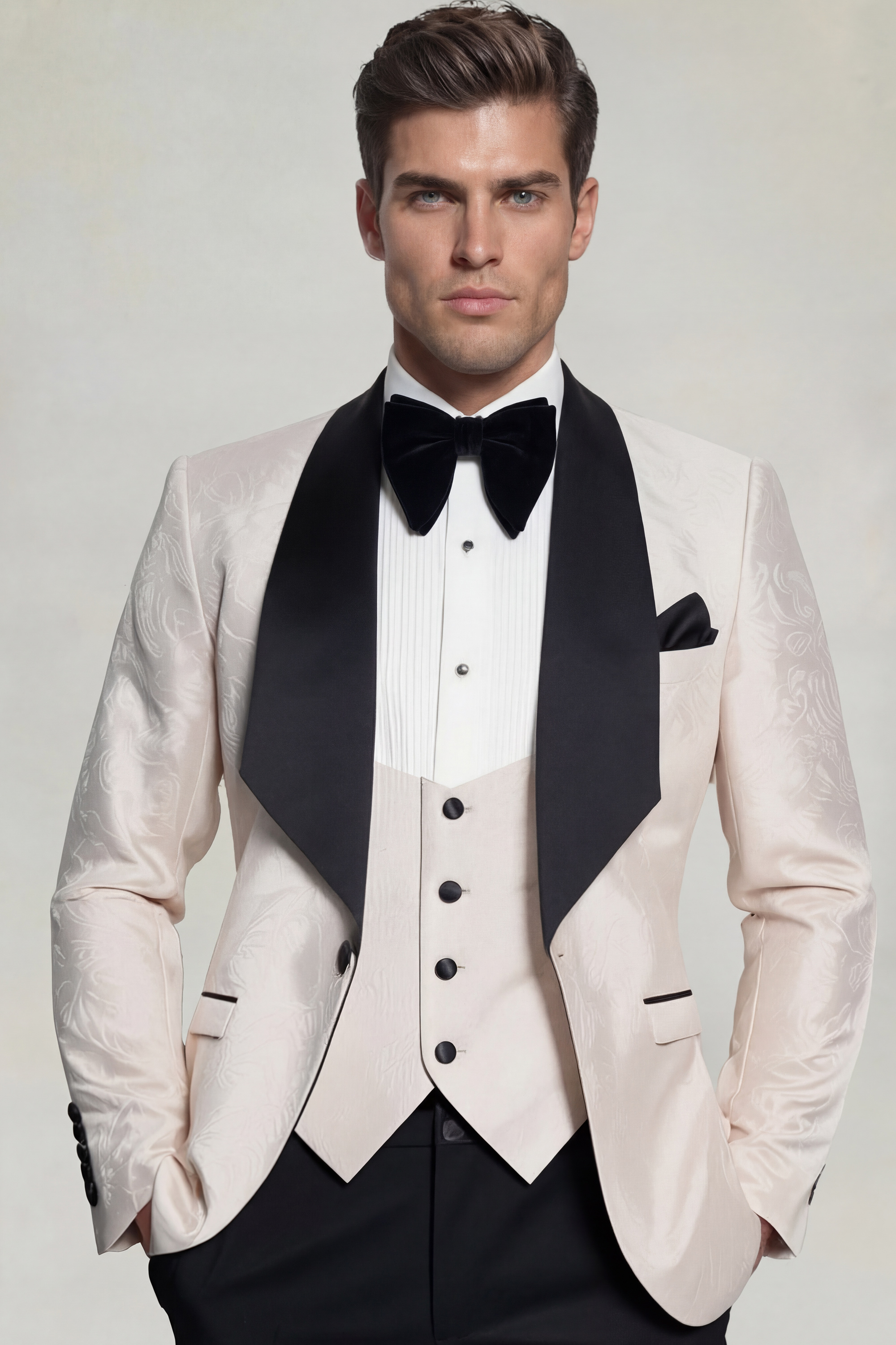 Mens-Black-and-Champagne-Tuxedo-Groom-Prom-Wedding-Suit-from-Gentlemansguru.com