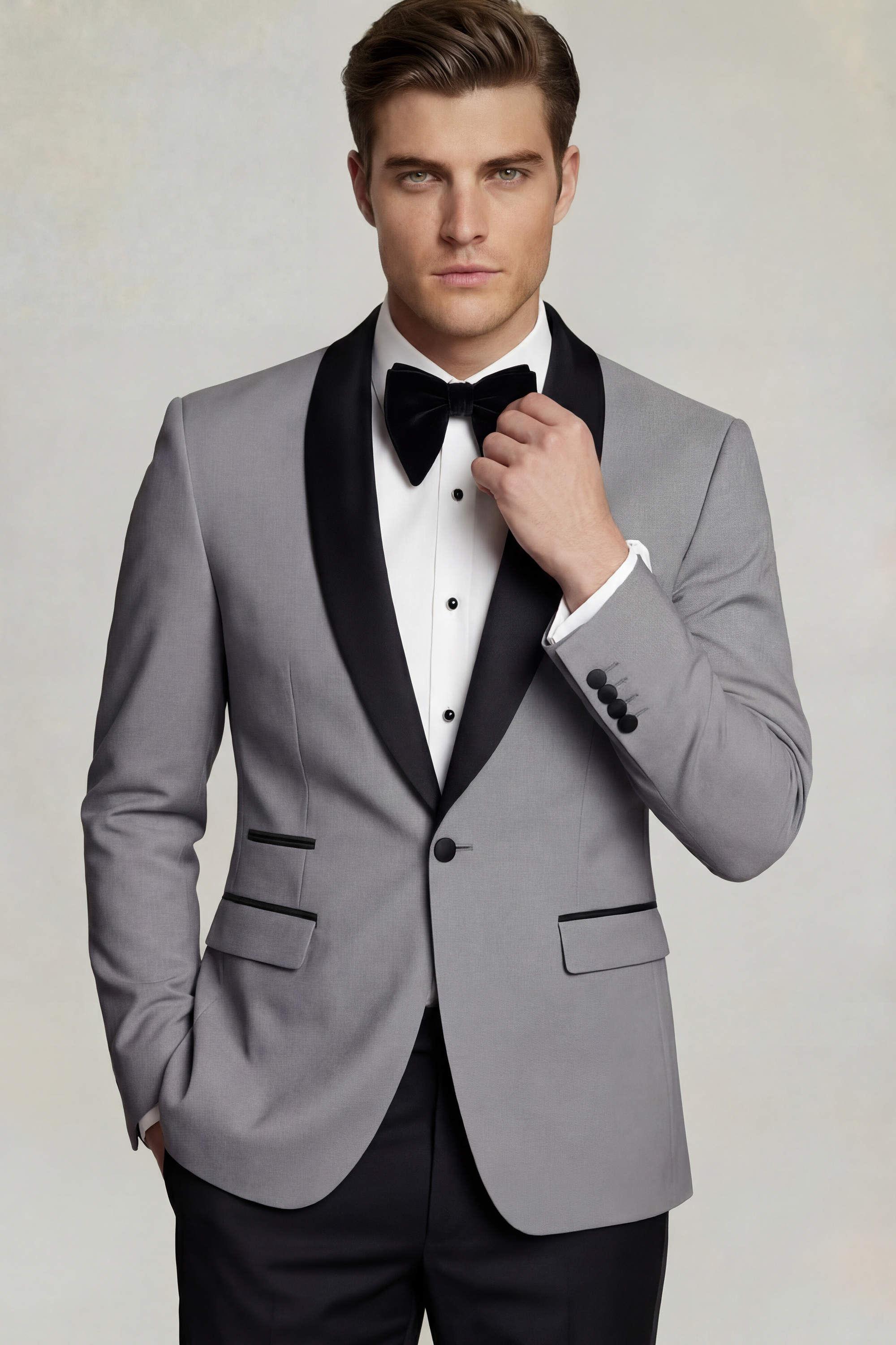 Modern Medium Grey Tuxedo - 3 Piece - Image 2