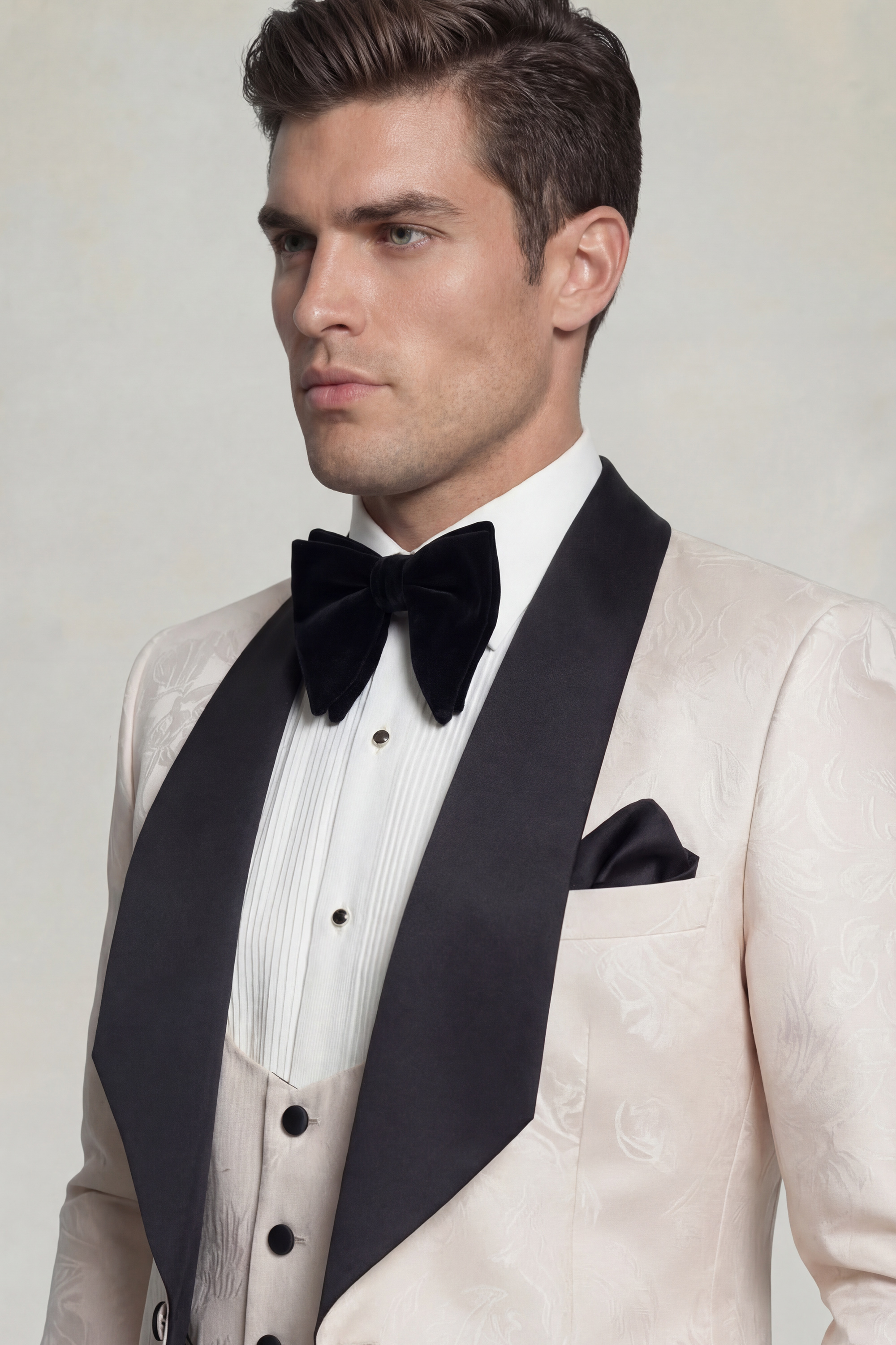 Floral Champagne & Black Tuxedo - 3 Piece - Image 2