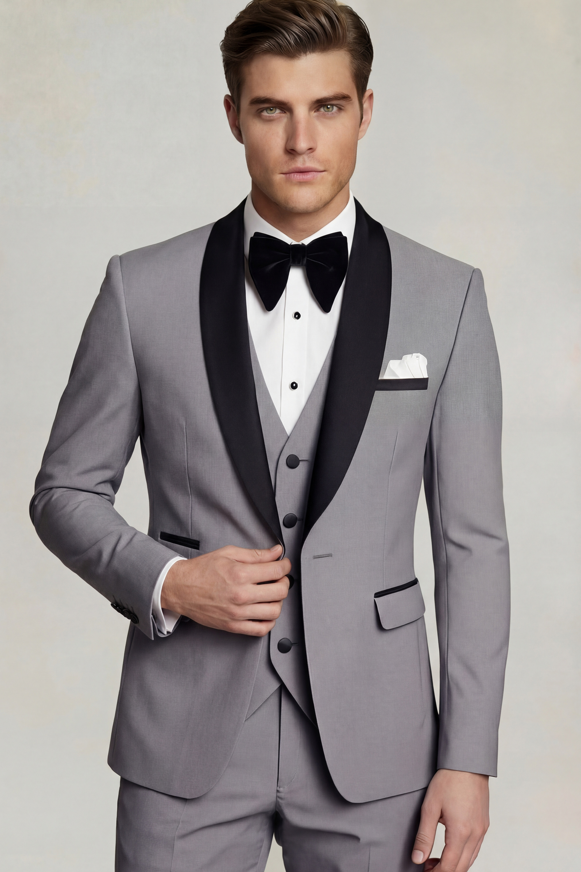 Modern Medium Grey Tuxedo - 3 Piece - Image 5