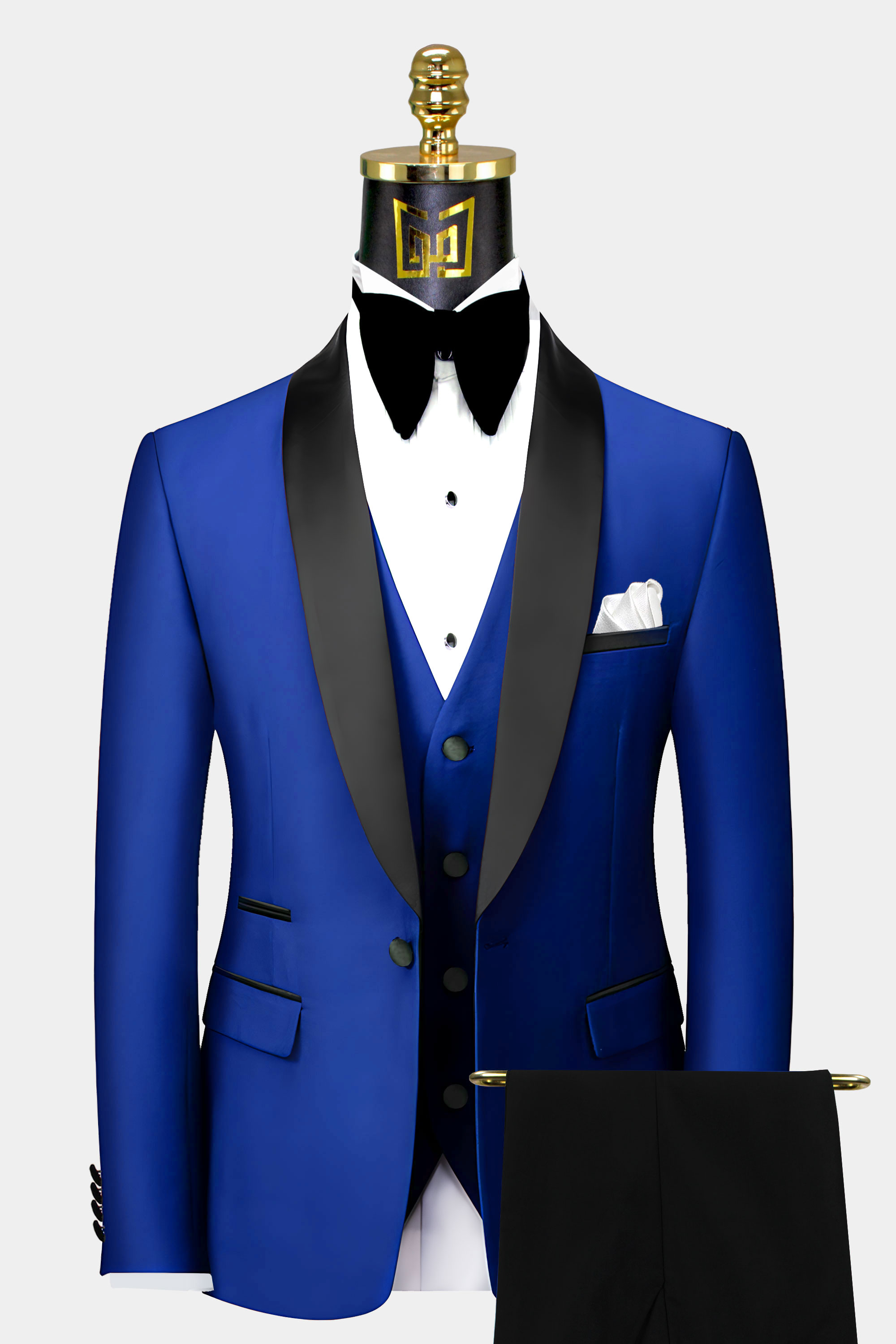 Mens 3 Piece Blue Suit Grooms Wedding Suit Party Wear Dinner Slim Fit Coat  Pants