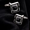 Designer Black and Silver Crystal Cufflinks from Gentlemansguru.com