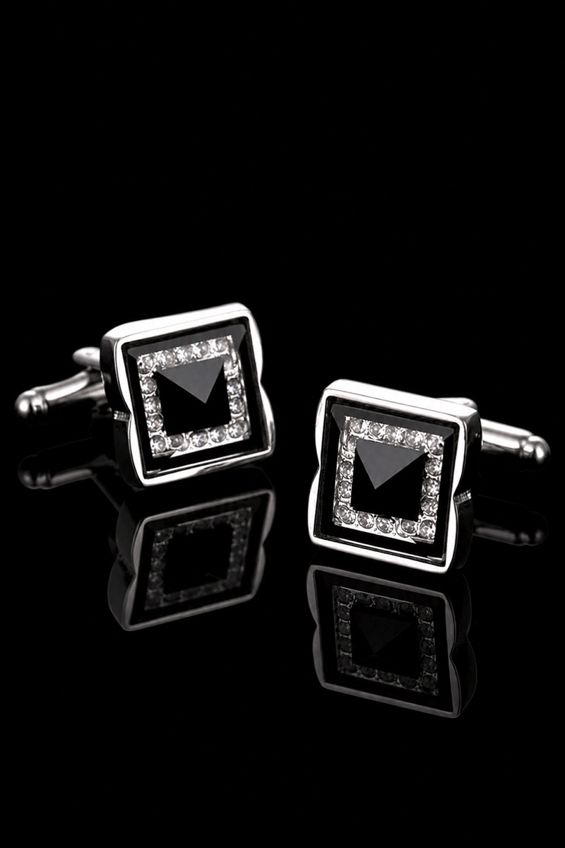 Luxury Black and Silver Crystal Cufflinks from Gentlemansguru.com