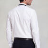 Men's luxury white French cuff tuxedo shirt with black buttons for wedding and formal wear