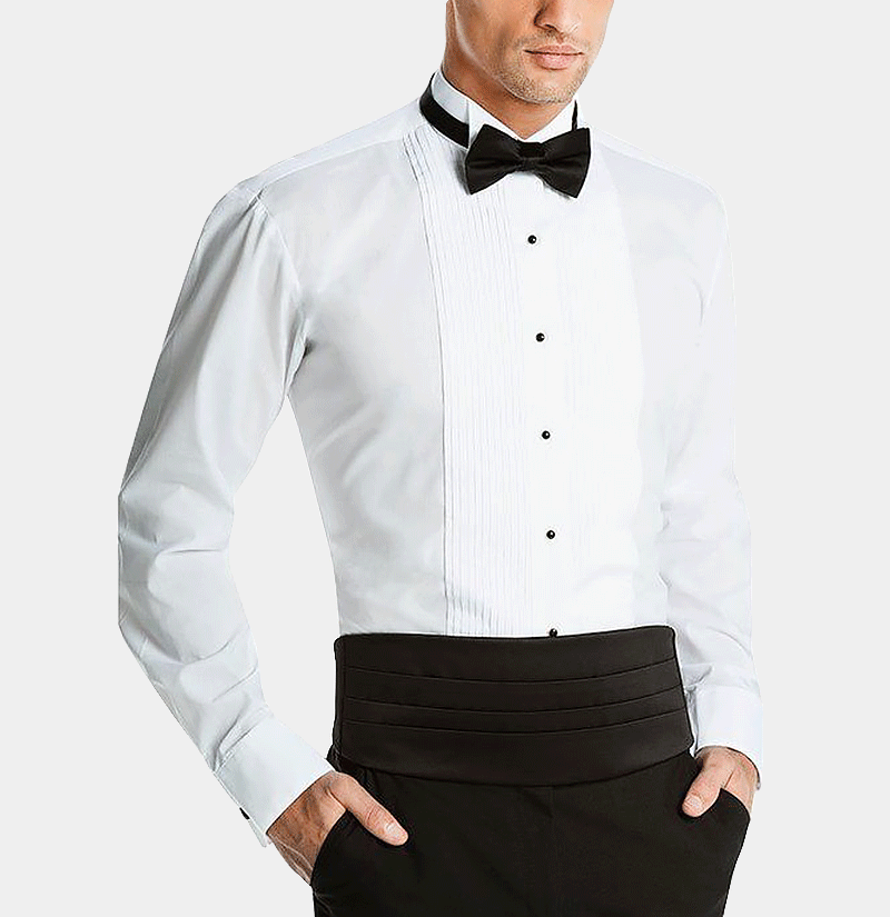 White Tuxedo Shirt with Black Button ...