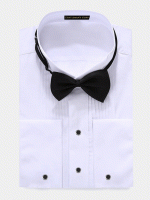 White French Cuff Tuxedo Shirt with Black Buttons