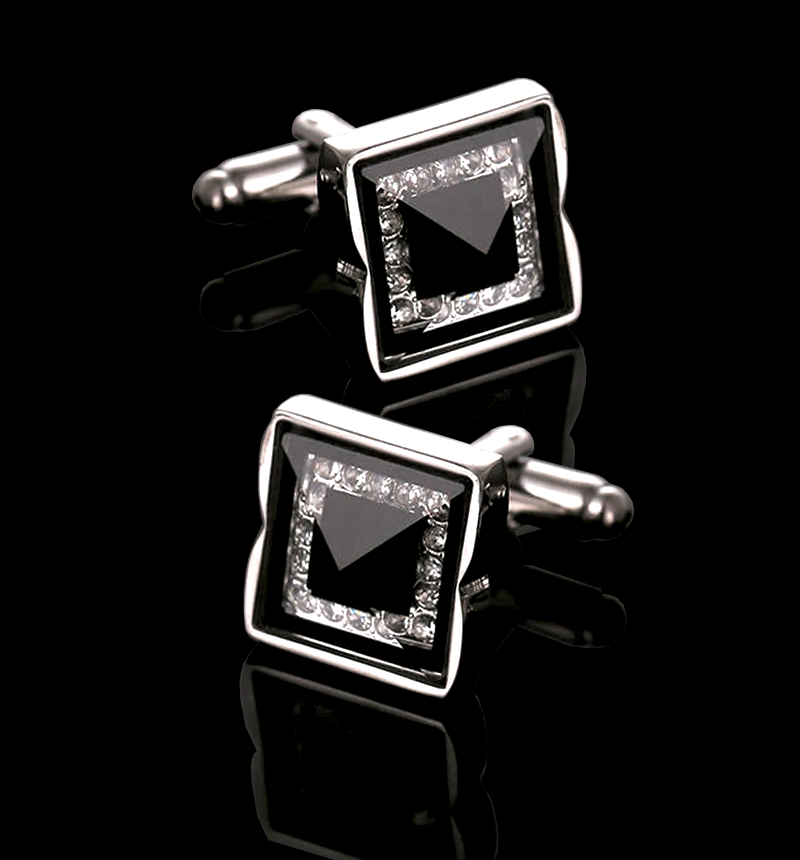 Black & Silver Crystal Cufflinks