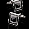 Silver Black Crystal Wedding Cufflinks from Gentlemansguru.com