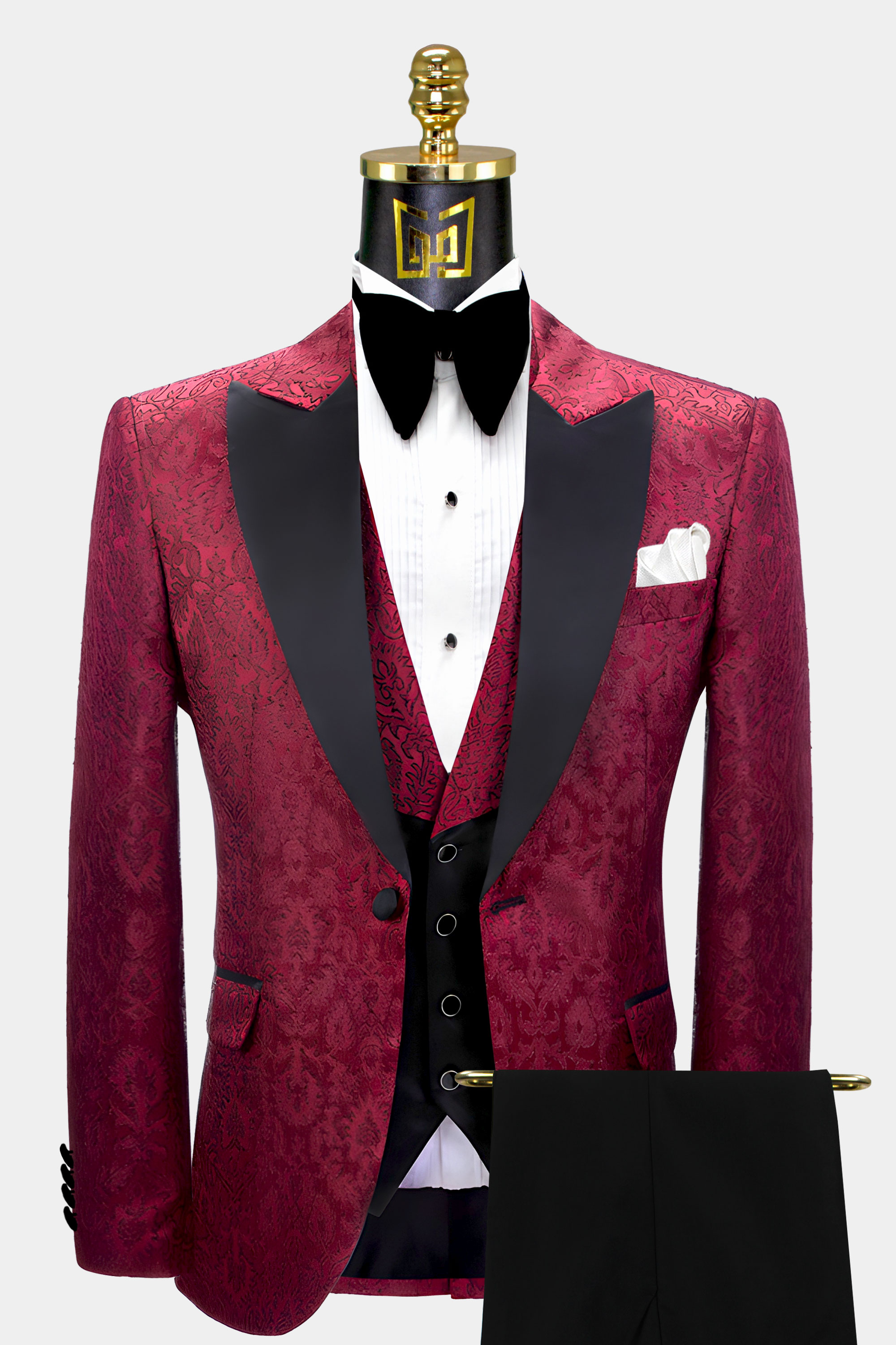 Black-and-Dark-Maroon-Tuxedo-Groom-Wedding-Suit-For-Men-from-Gentlemansguru.Com.