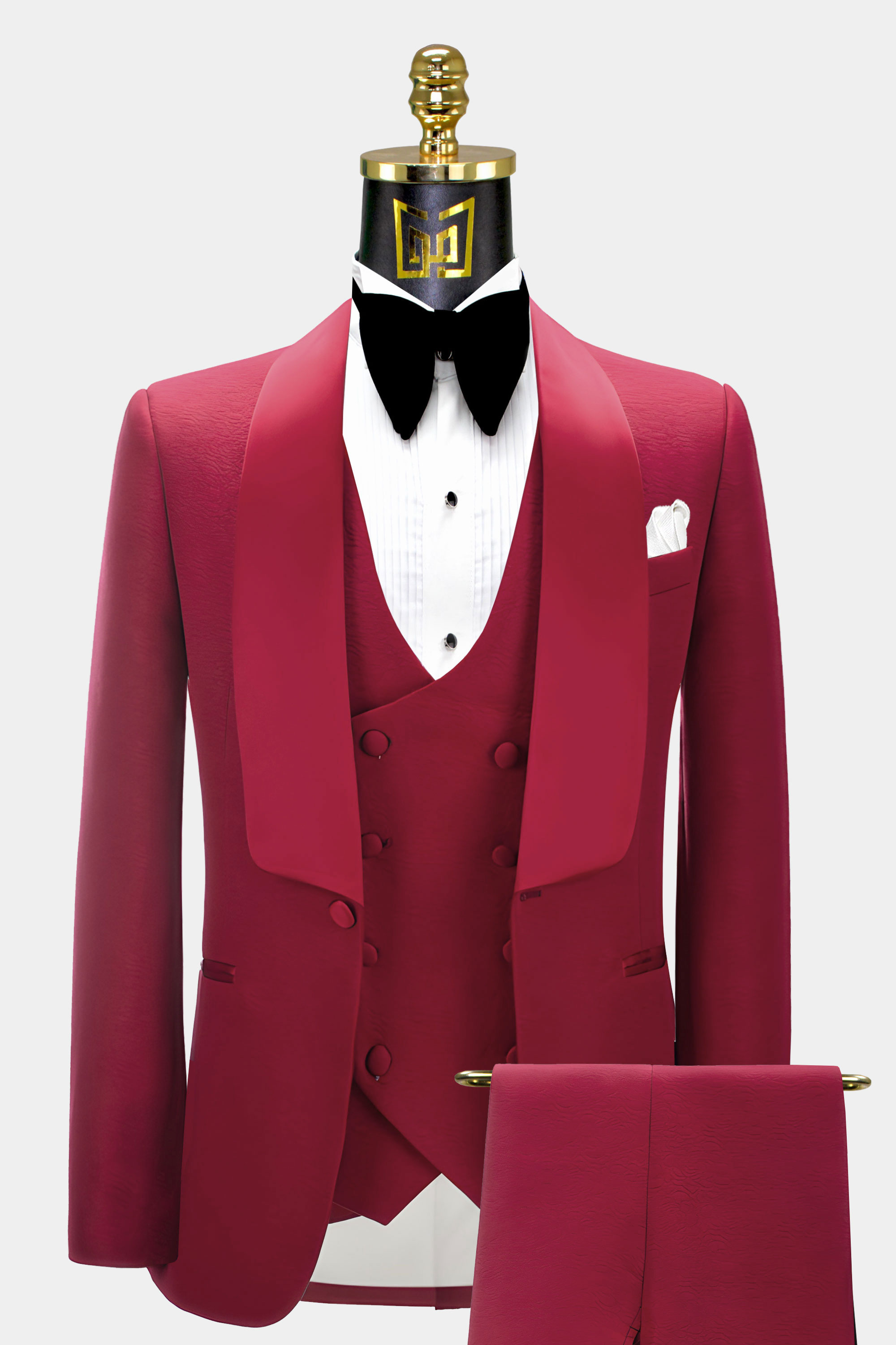 Abstract Print Burgundy Tuxedo - 3 Piece