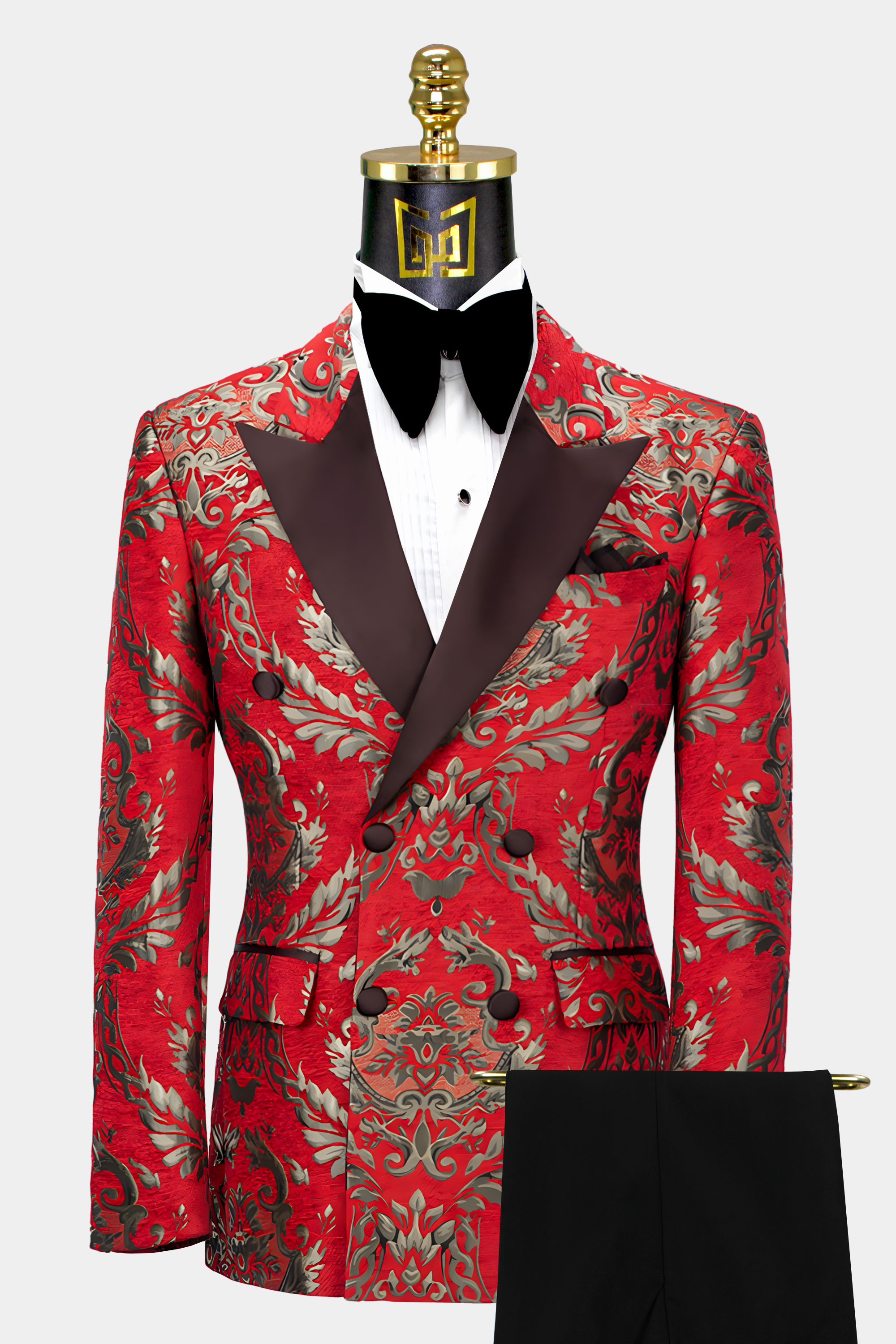 Gentleman's Guru Red Glitter Tuxedo Jacket 44r