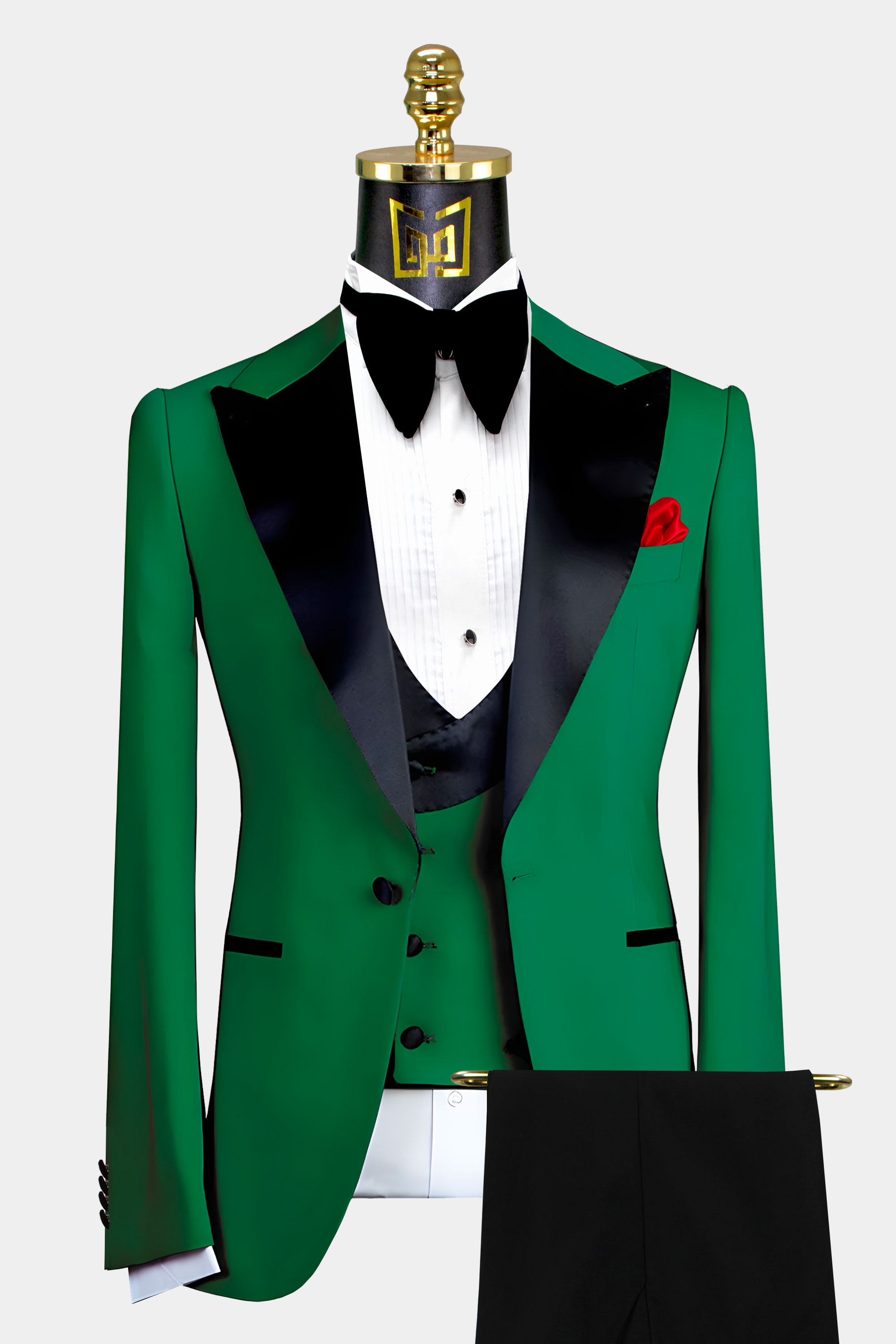 Green-Peak-Lapel-Tuxedo-Groom-Wedding-PRom-Suit-from-Gentlemansguru.com