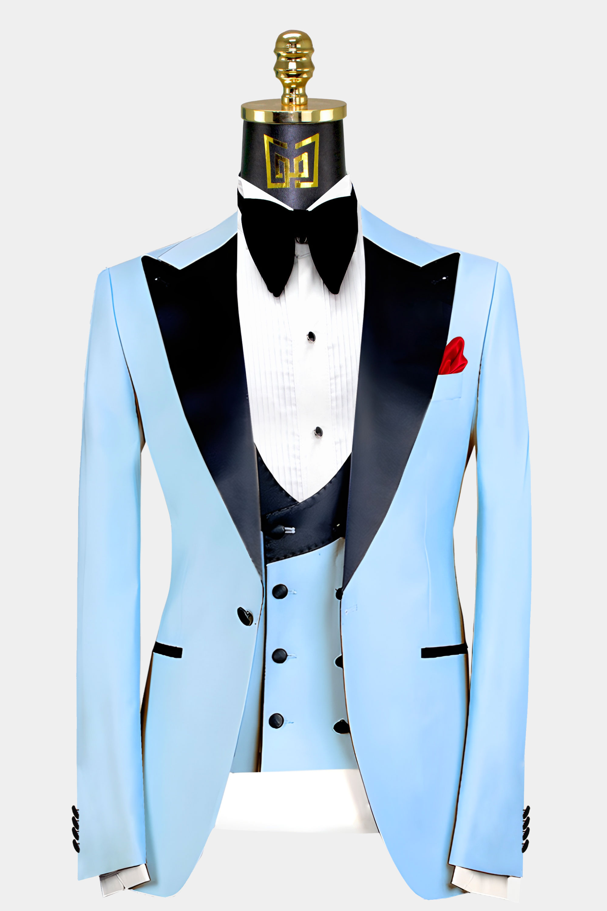 Light Blue Peak Lapel Tuxedo - 3 Piece | Gentleman's Guru