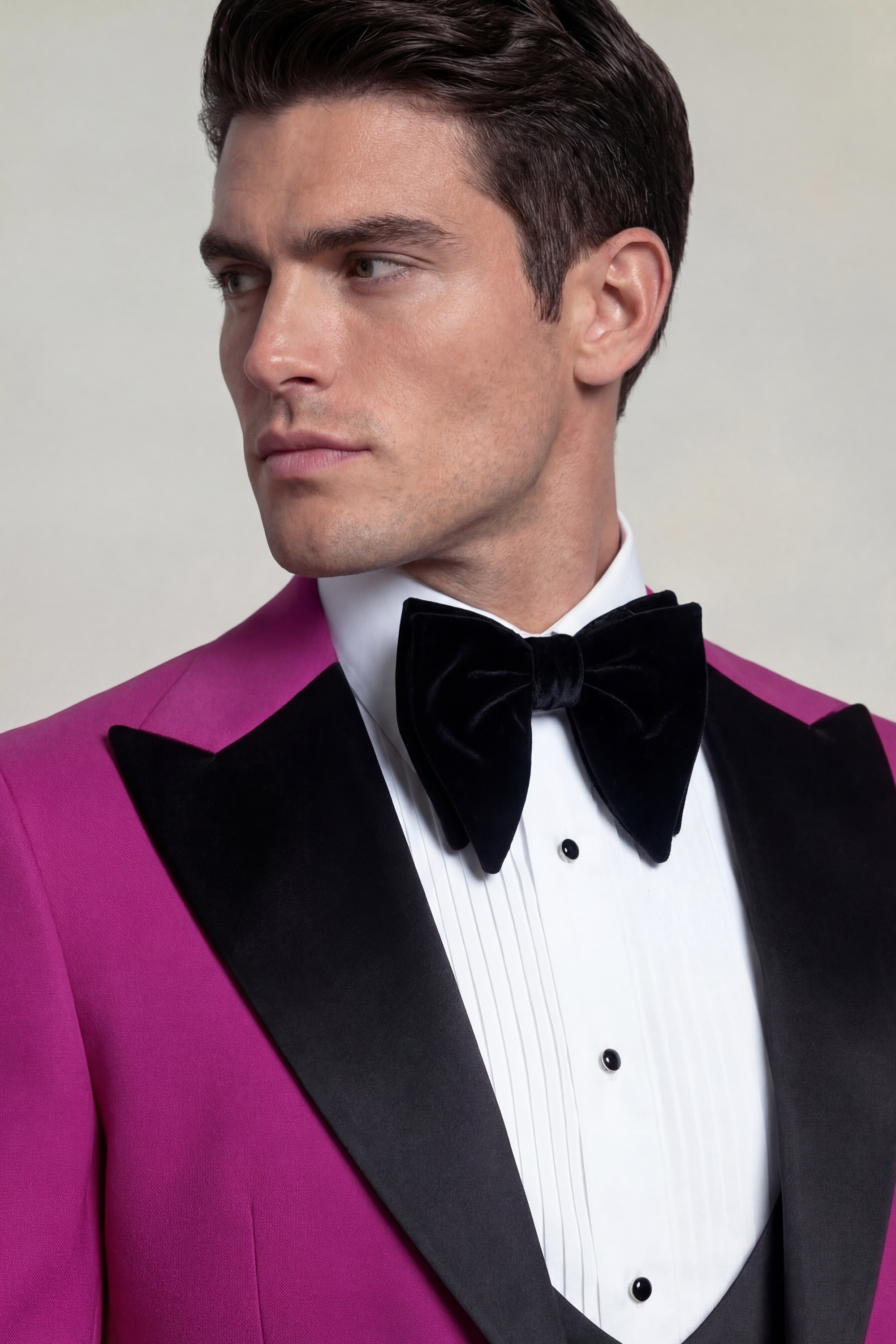 Modern Magenta Peak Lapel Tuxedo - 3 piece - Image 3