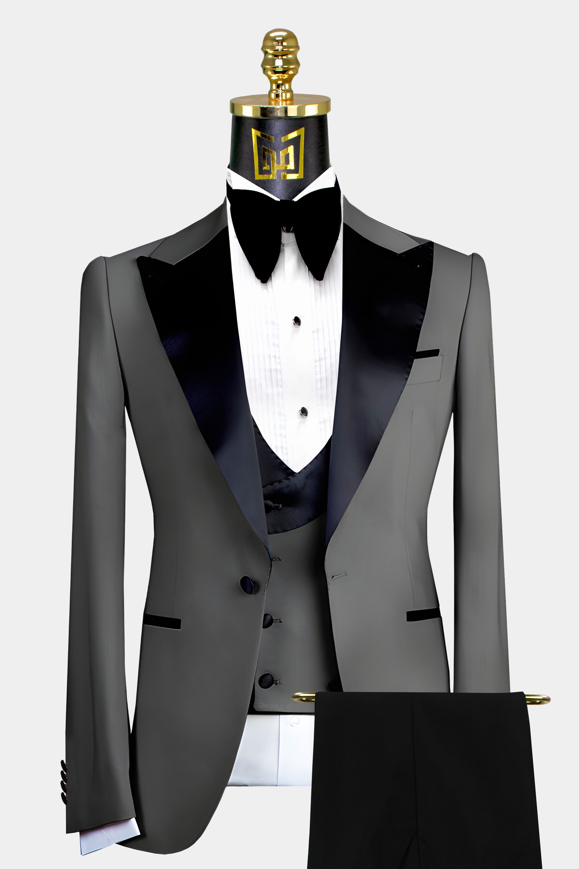 Mens-Grey-Peak-Lapel-Tuxedo-Wedding-Groom-Prom-Suit-from-Gentlemansguru.Com