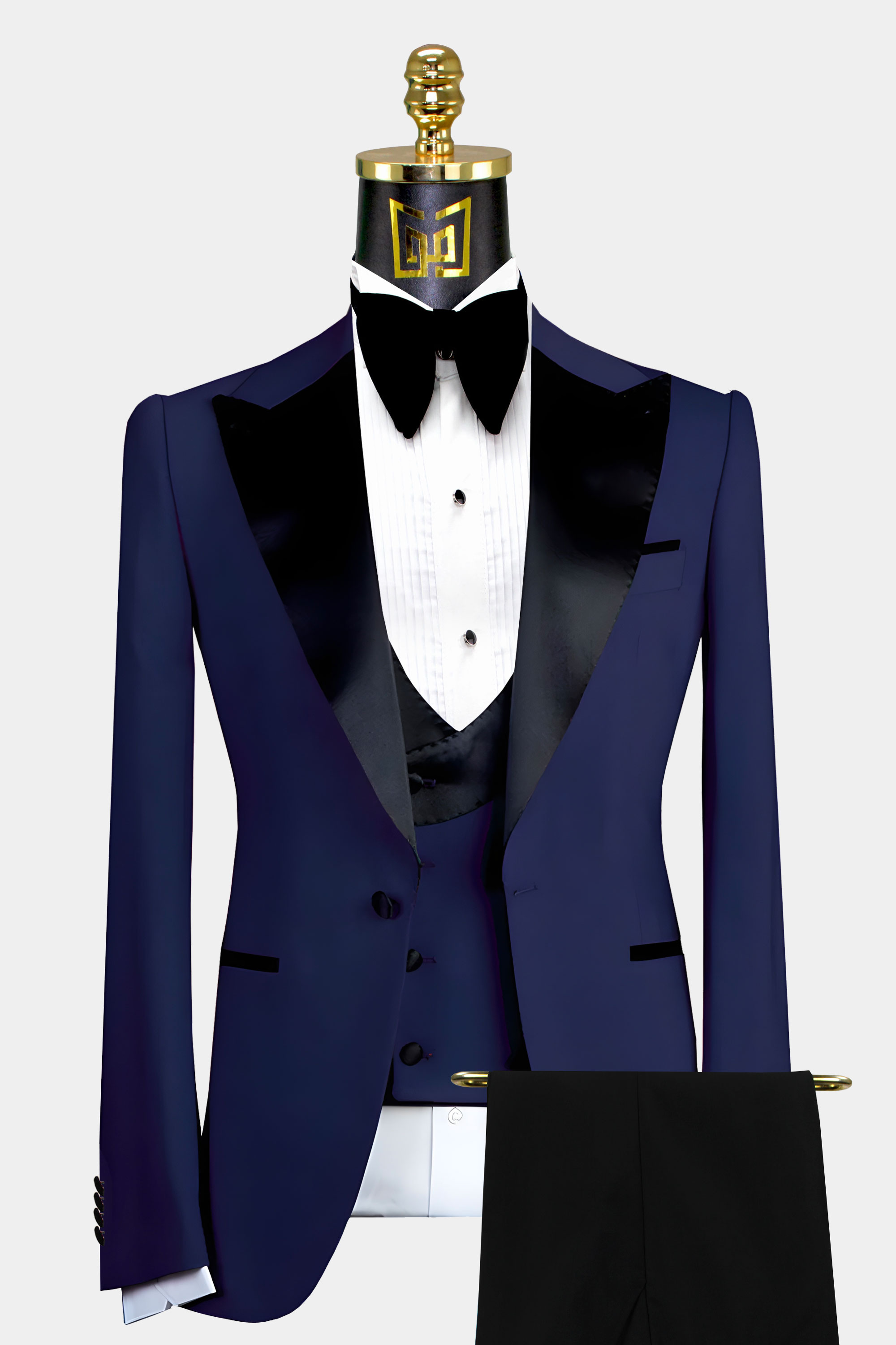 Navy Blue Peak Lapel Tuxedo - 3 Piece | Gentleman's Guru