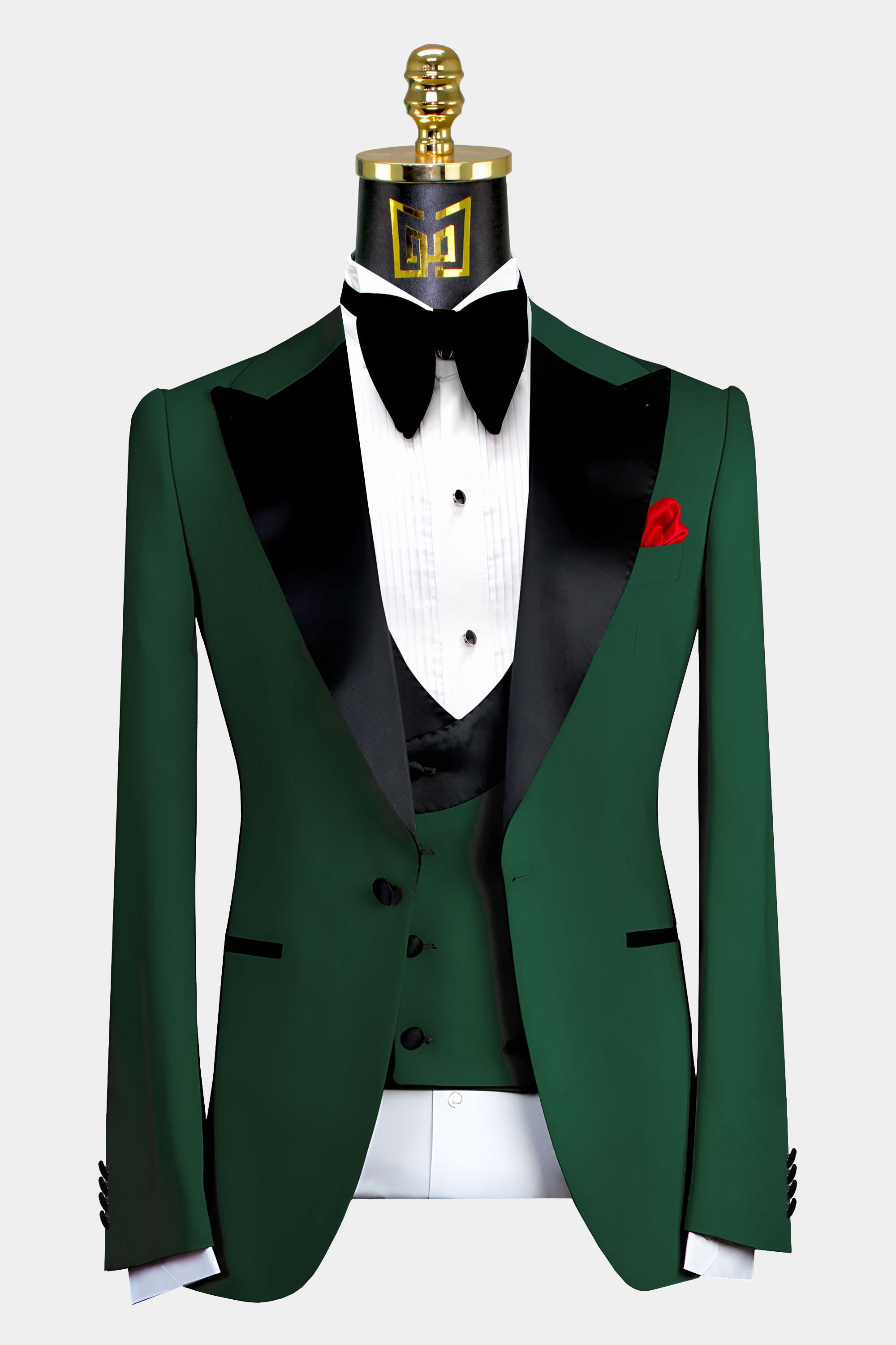 Mens-Peak-Lapel-Dark-Olive-Green-Tuxedo-Wedding-Suit-from-Gentlemansguru.com