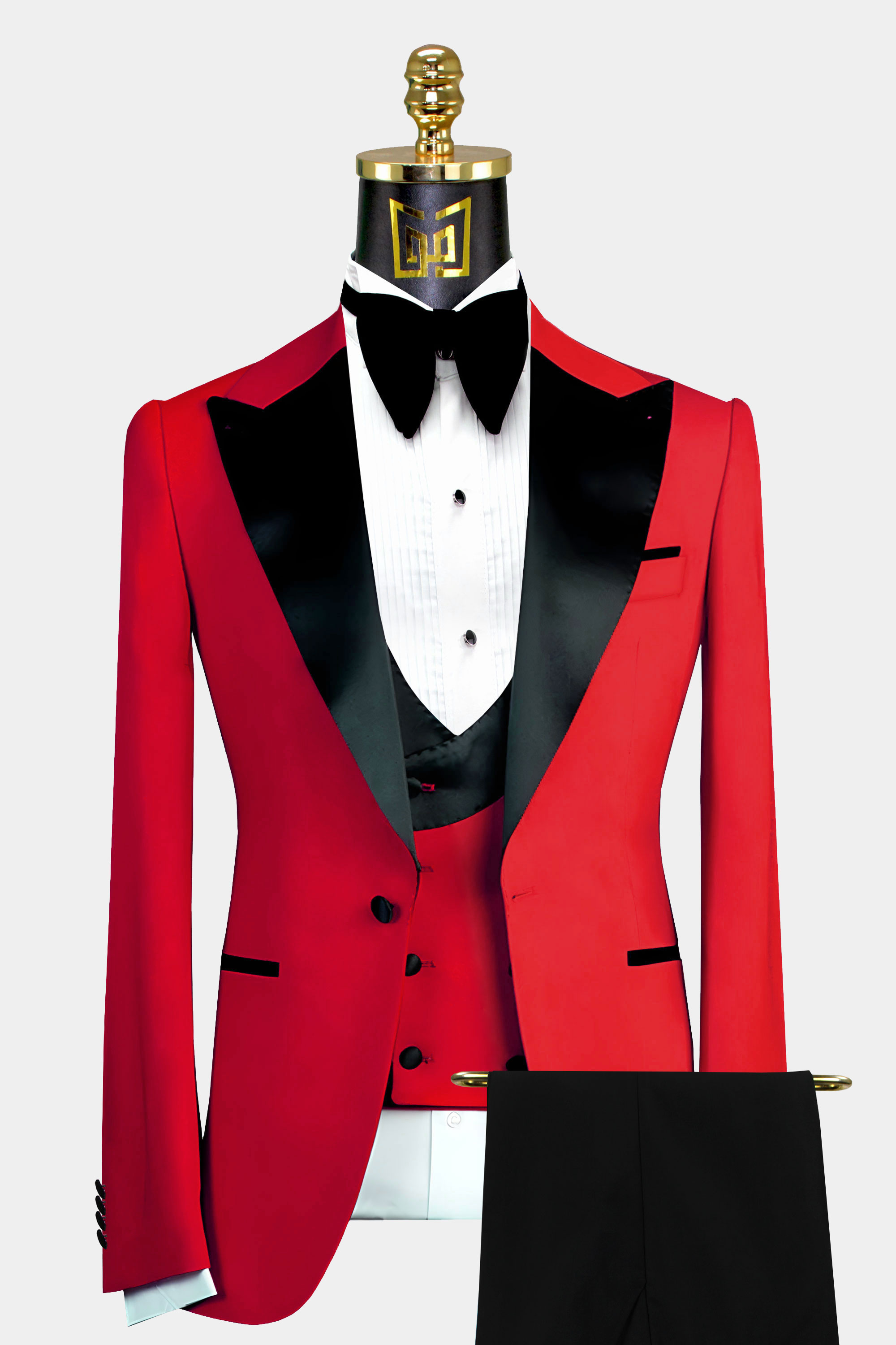 Modern Red Peak Lapel Tuxedo - 3 piece