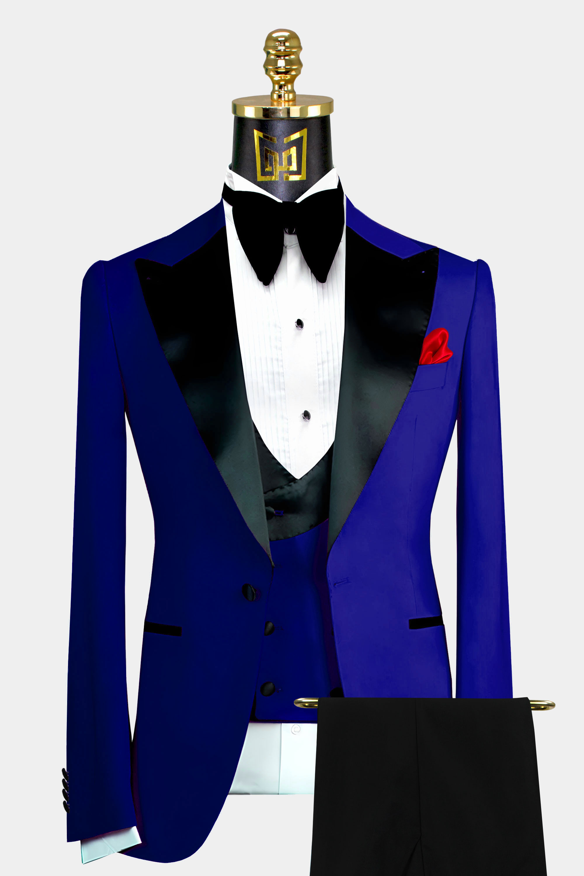 Modern Royal Blue Peak Lapel Tuxedo - 3 Piece