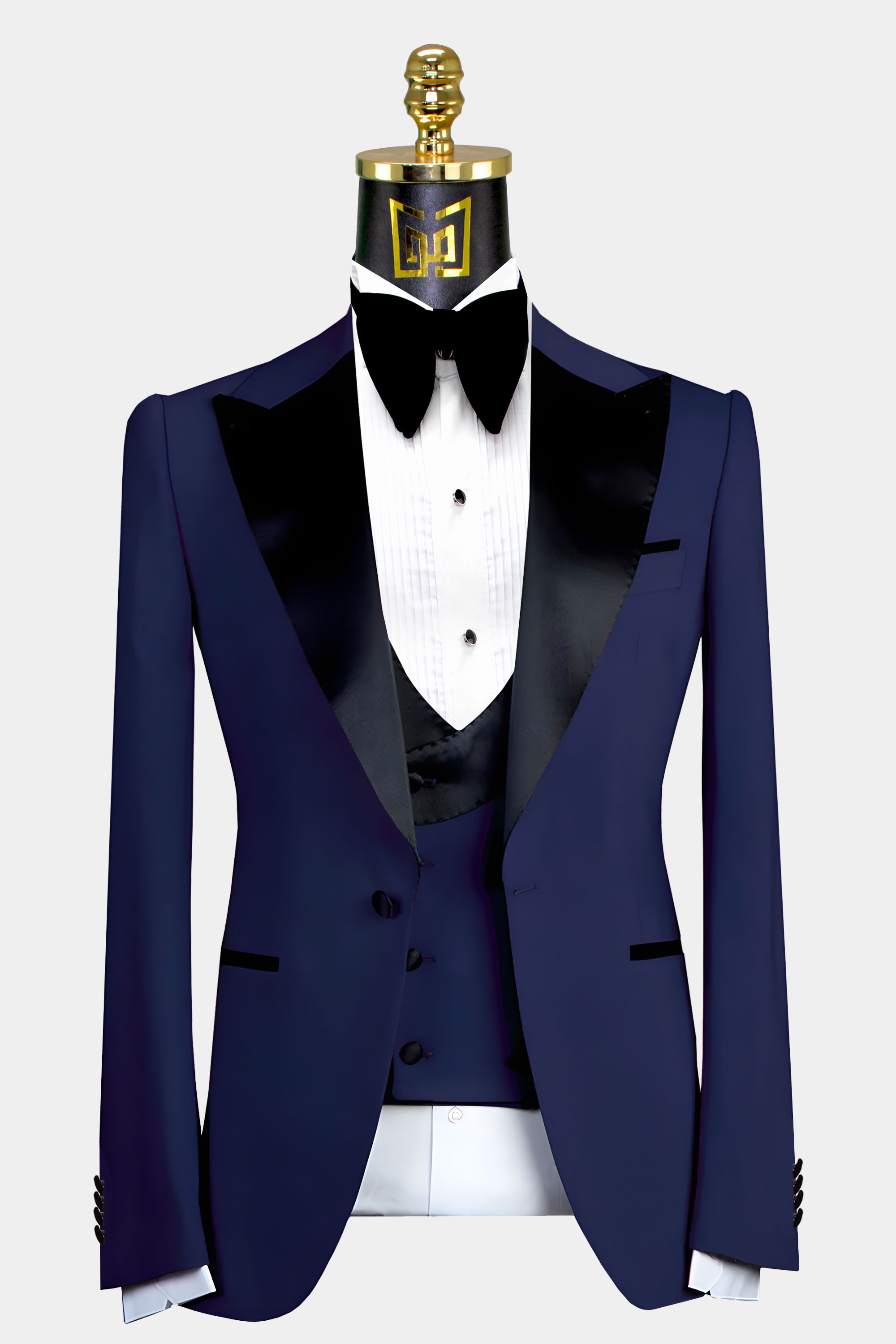 Navy Blue Peak Lapel Tuxedo - 3 Piece | Gentleman's Guru