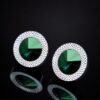 Emerald Green Crystal Silver Cufflinks Black Mirror Studio from Gentlemansguru.com