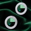 Emerald Green Crystal Silver Cufflinks Emerald Velvet Detail from Gentlemansguru.com