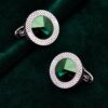 Emerald Green Crystal Silver Cufflinks on Velvet from Gentlemansguru.com