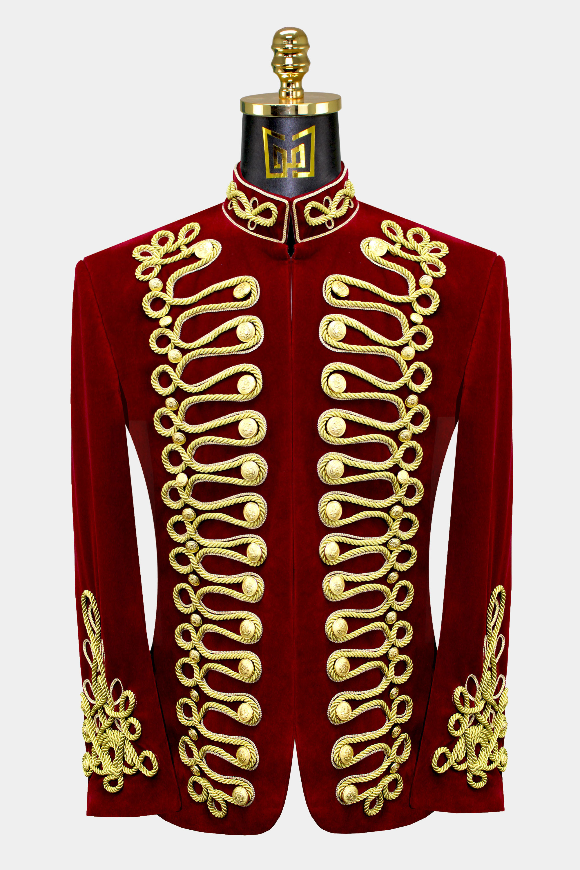 Mens-Red-and-Gold-Mandarin-Collar-Jacket-Prom-Blazer-Wedding-Groom-Suit-from-Gentlemansguru.com