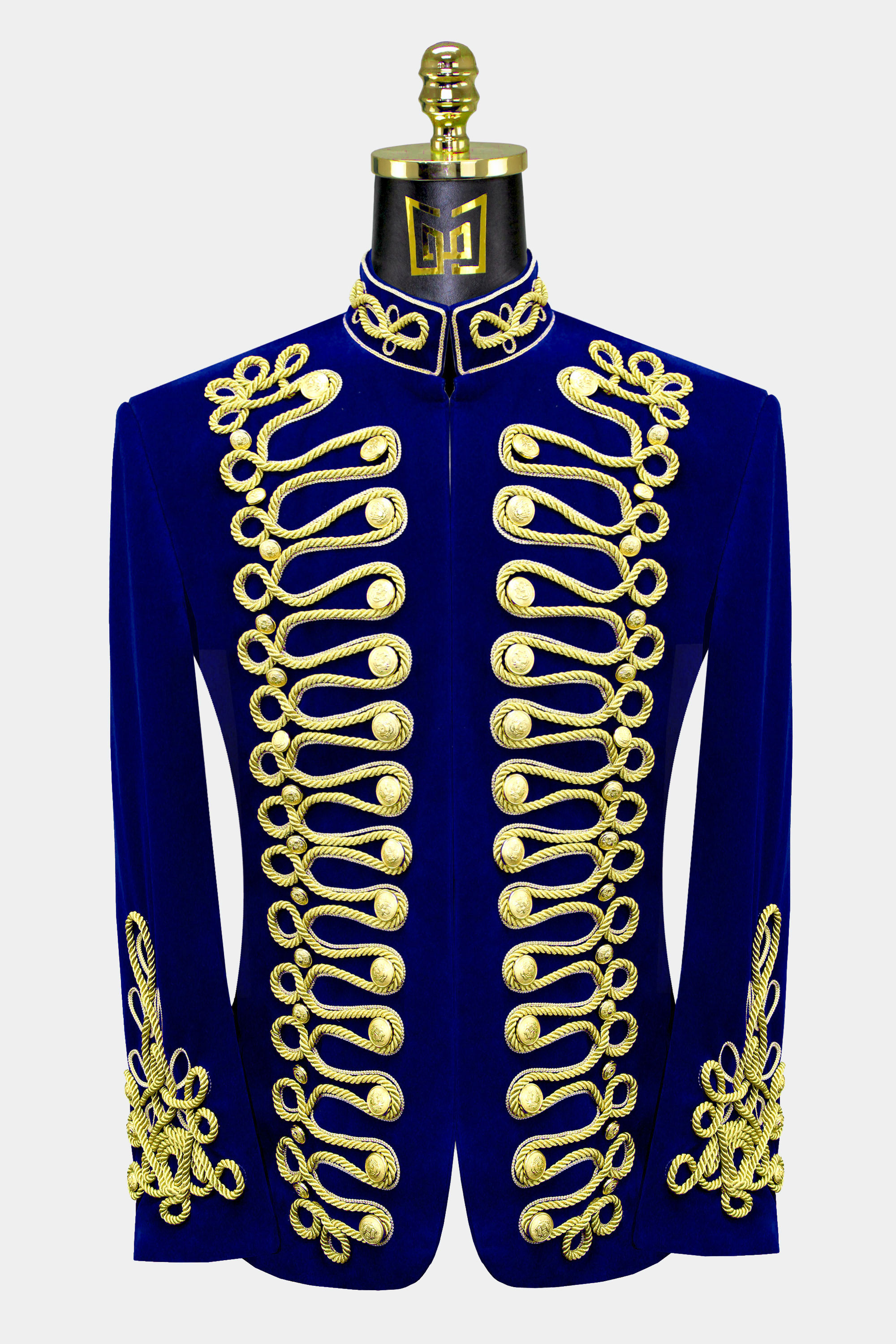 Mens-Royal-Blue-and-Gold-Mandarin-Collar-Jacket-Prom-Blazer-Wedding-Groom-Suit-from-Gentlemansguru.com