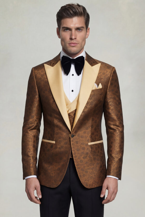 Alternative view of Chamomile Floral Burnt Orange Tuxedo - 3 Piece