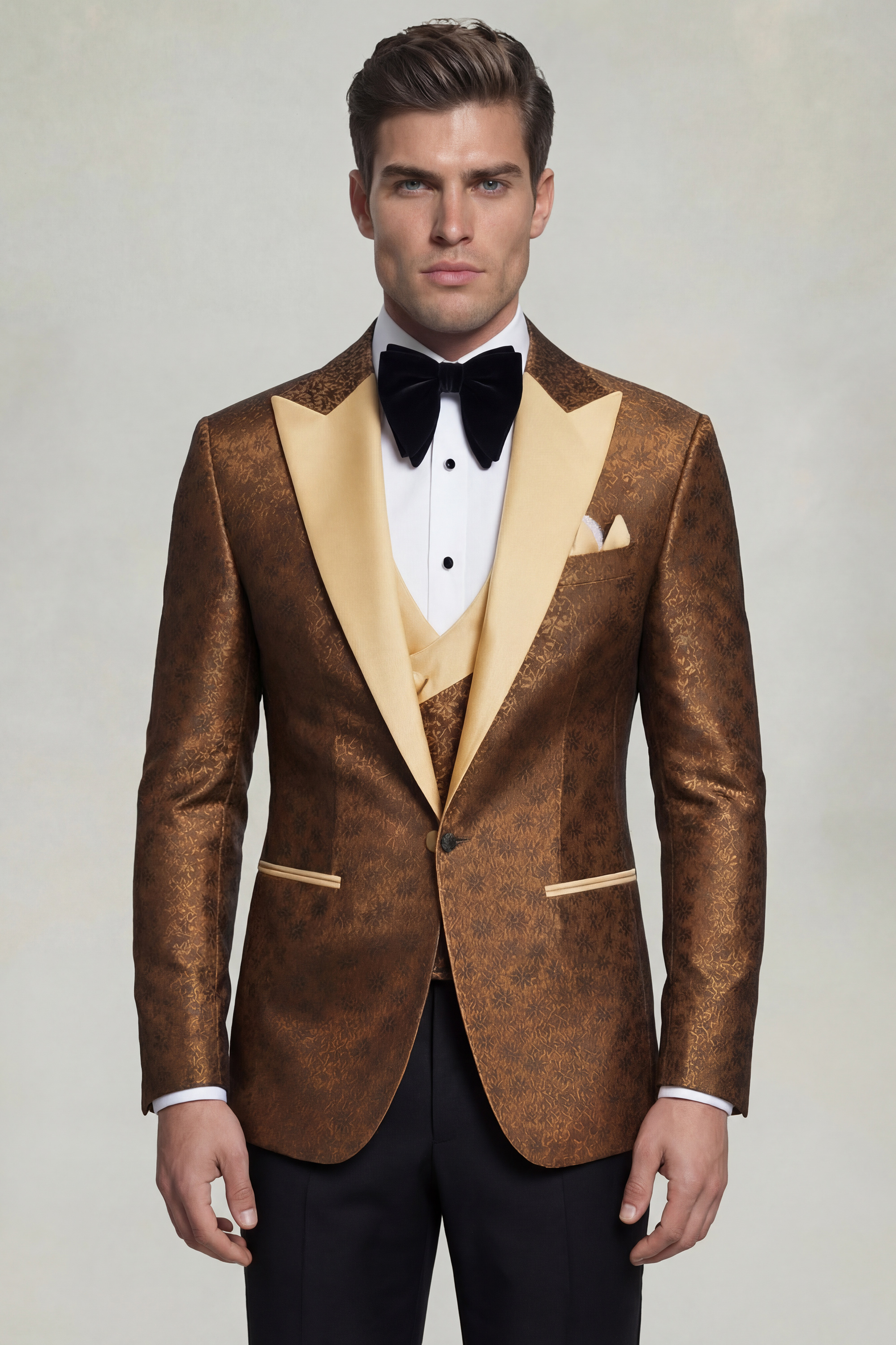 Chamomile Floral Burnt Orange Tuxedo - 3 Piece - Image 2