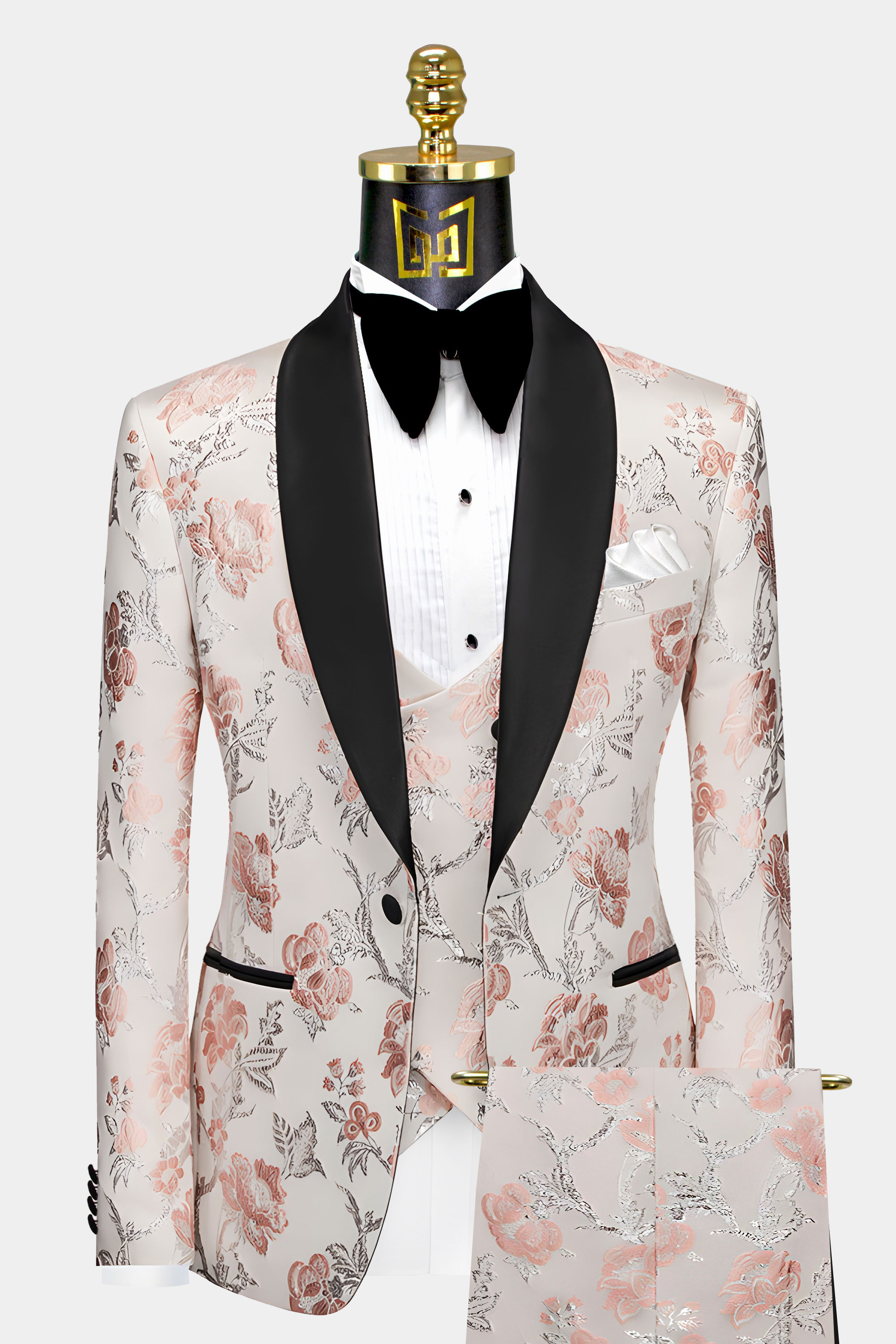 Floral Rose Gold & Black Tuxedo