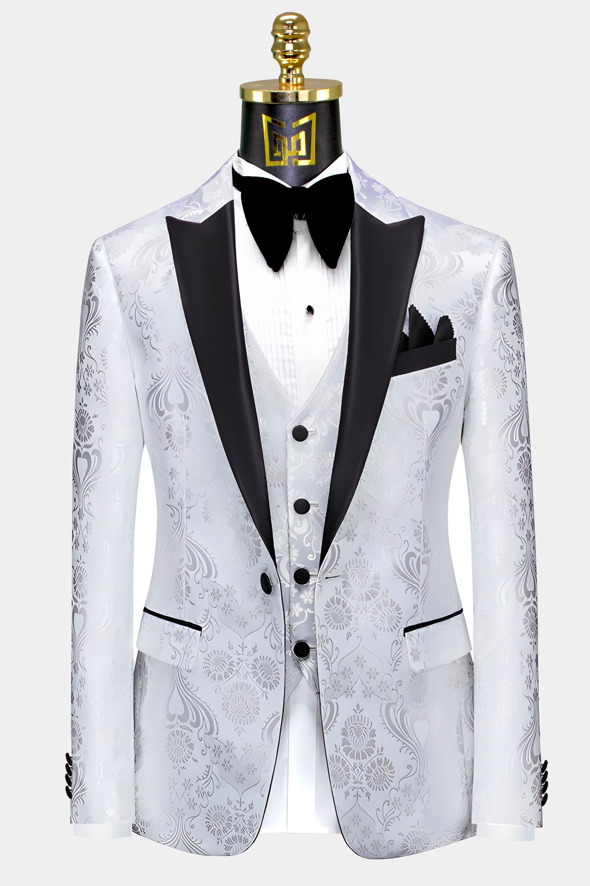 White-Silver-Floral-Tuxedo- Jacket-from-Gentlemansguru.Com