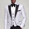 White and Silver Tuxedo Black Trousers Jacket Length Portrait from Gentlemansguru.com