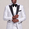 White and Silver Tuxedo Matching Trousers Cuff Styling Portrait from Gentlemansguru.com