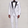 White and Silver Tuxedo Matching Trousers Full Body Standing from Gentlemansguru.com