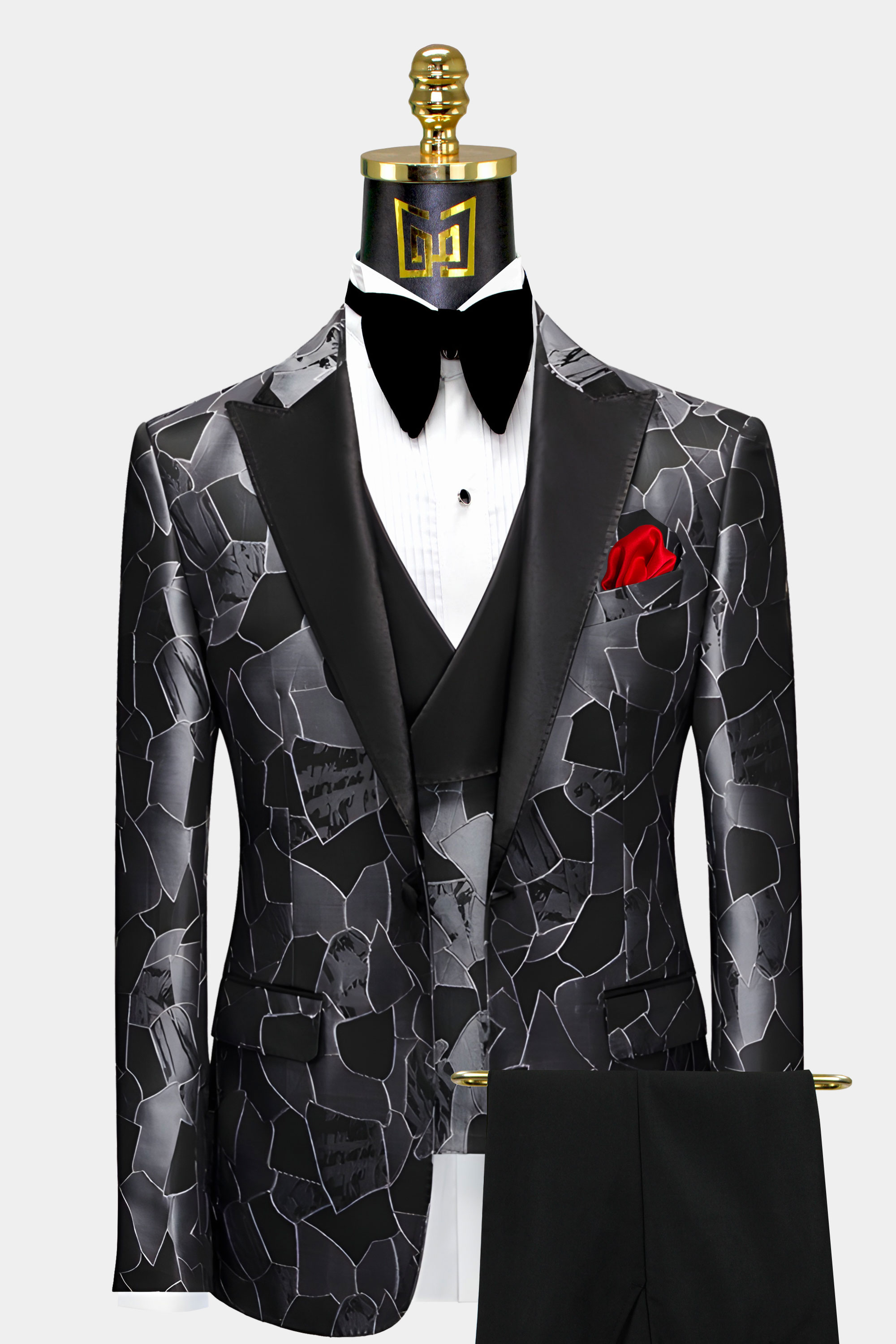 Black Silver Prom Suits