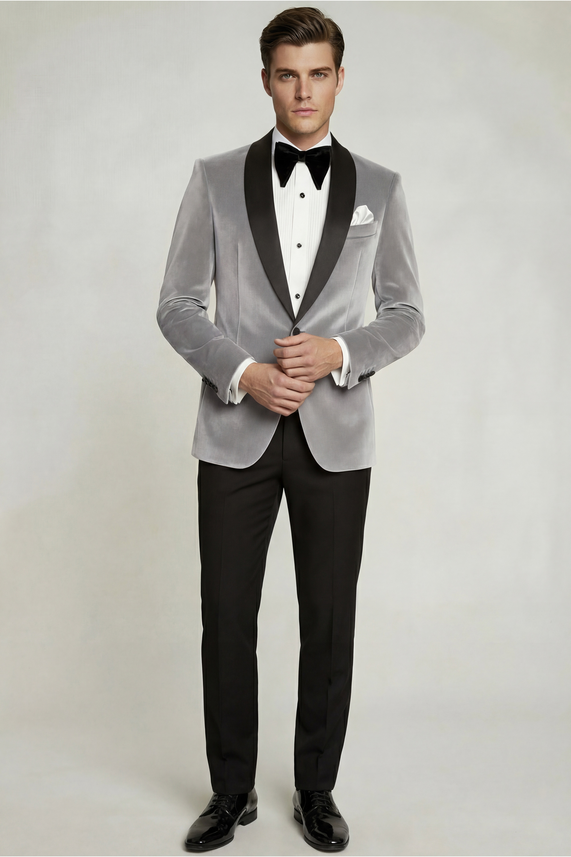 Grey Velvet Tuxedo Jacket - Image 7